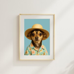 Custom Pet Portrait, Summer dog portrait, Summer Pet portrait, Funny Dog Poster, Custom pet painting, Custom pet gift, Cute dog wall decor