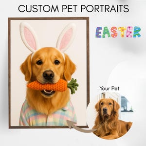Custom Dog Portrait, Easter Gift for Pet Lovers, Easter Gift for Dog Lover, Dog Dressed Custom Art, Custom Pet painting, Customized Pet Art