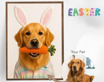 Retrato de perro de Pascua personalizado, arte personalizado para mascotas (archivo digital)