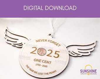 ARCHIVO DIGITAL - Descarga SVG - Adorno navideño de centavo - Adorno ahorrador de centavos 2025 - El año en que perdimos el centavo - Adorno navideño 2025