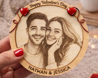 Imán con foto grabada, regalo personalizado de San Valentín, recuerdo de madera