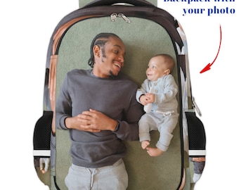 Custom Photo Backpack, Personalized Photo Backpack, Personalized Gift for Kids Men & Women, Family Picture Backpack