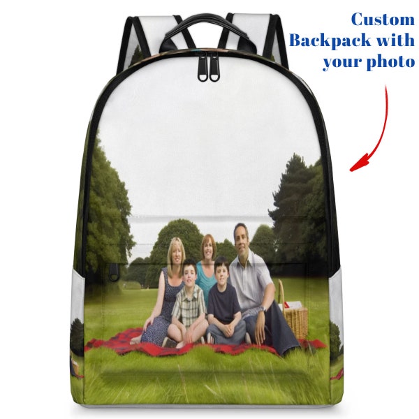 Custom Photo Backpack, Personalized Photo Backpack, Personalized Gift for Kids Men & Women, Family Picture Backpack