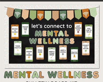 Mental Health Bulletin Board - Cellphone Themed Therapist Decor Printable Kit
