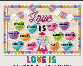 Love Is, Bible Verse Christian Classroom & Church Bulletin Board Kit - Printable Files