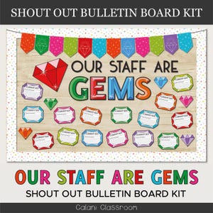 Staff Shout Out Bulletin Board, Staff Appreciation Bulletin Board, Staff Room Bulletin Board, Well-Being Bulletin Board, Gemstone Shout Out