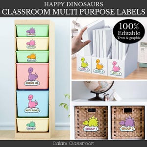 Classroom Supply Label, Dinosaur Classroom Theme, Dino Editable Classroom Label, Teacher Supply Label, Classroom Setup, Dino Classroom Décor