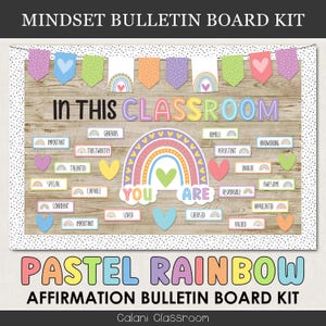 Positive Affirmation Bulletin Board, Classroom Door Decor, Pastel Rainbow Classroom Display, Motivational Wall, Student Affirmation Board