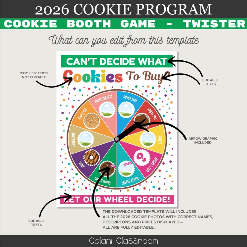 2026 Cookie Booth Twister Printable, Cookie Booth Game for Scout ...