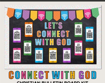 Connect With God, Cellphone Theme Bible Verse Christian Classroom & Church Interactive Bulletin Board Kit - Printable Files
