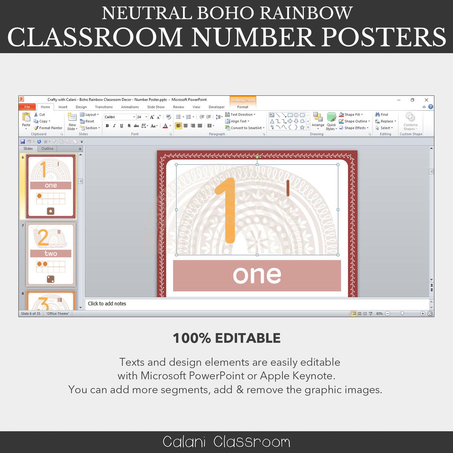Number Classroom Poster, Boho Rainbow Classroom Theme, Editable Math ...