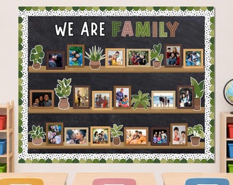 Photo Bulletin Board Kit,  Inclusive We Are Family Classroom & Daycare Decor, Family Wall Decor Printable, Canva Template