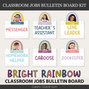 Rainbow Classroom Jobs Display, Classroom Job Chart, Boho Rainbow Job Cards, Editable Job Chart, Boho Classroom Decor, Job Chart Template