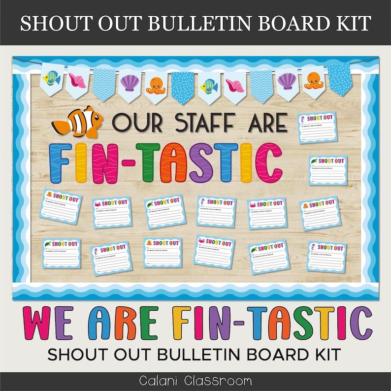Staff Shout Out Bulletin Board Kit in Vibrant Ocean Theme (digital ...