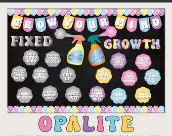 Growth Mindset Bulletin Board Kit in Opalite Design, Change Your Mindset, Editable Digital Download