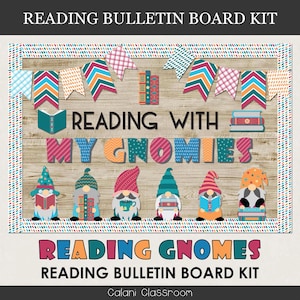 Reading Bulletin Board Kit, Classroom Bulletin Board, Reading Gnomes Bulletin Board, Reading Corner Display, Library Library Wall Decoration