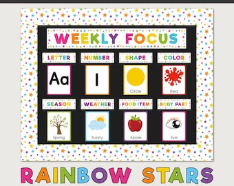 Toddler Focus Wall Template, Toddler Learning Wall, Toddler Circle Time, Daycare Weekly Focus Board, Stars Classroom, Early Learning Board