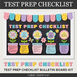 Test Prep Bulletin Board | Study Tips for Students | Testing Strategy Posters | Editable Digital Download