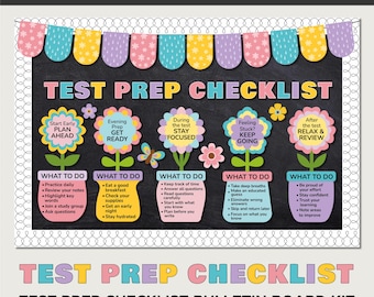 Test Prep Bulletin Board | Study Tips for Students | Testing Strategy Posters | Editable Digital Download