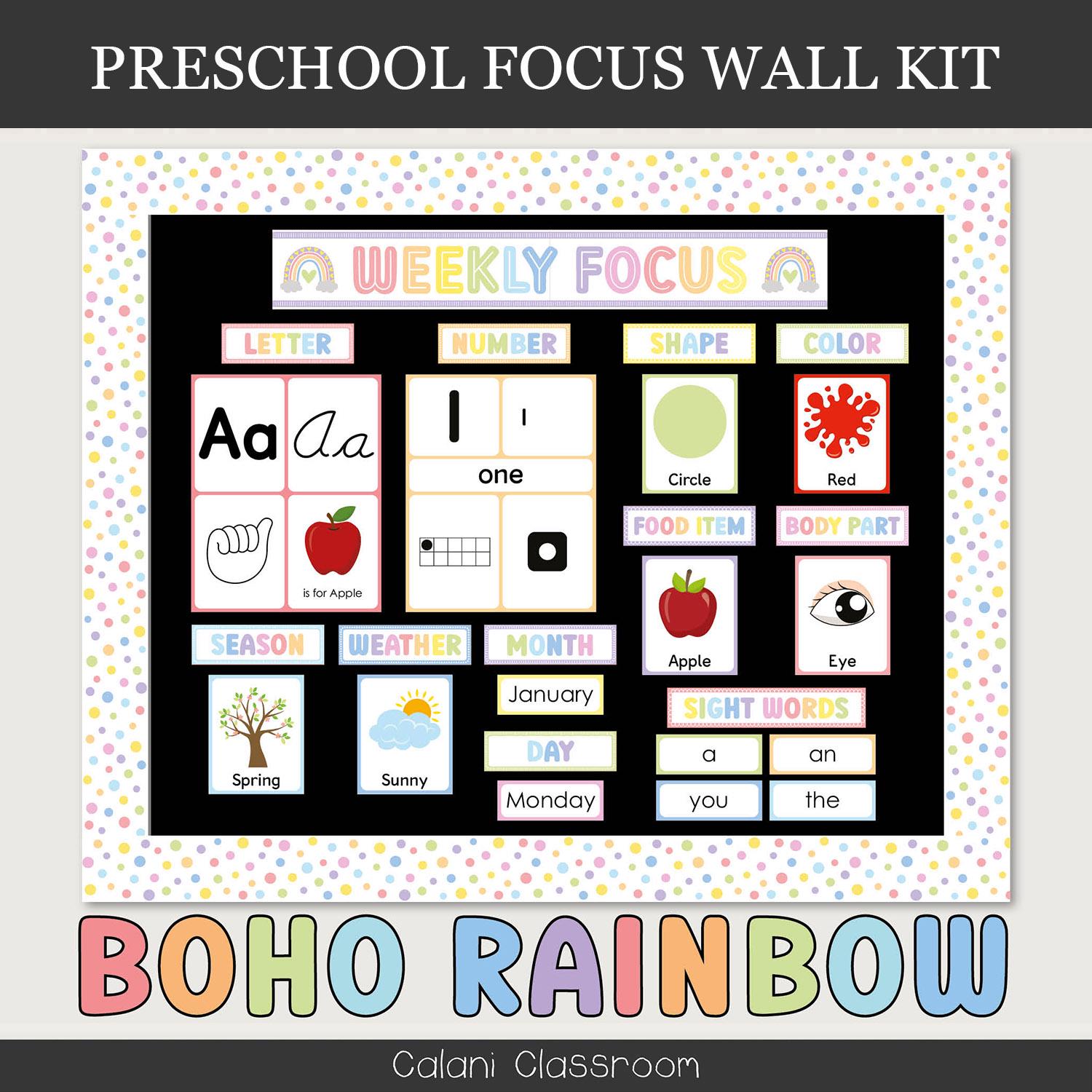 preschool focus wall template, preschool learning wall, classroom