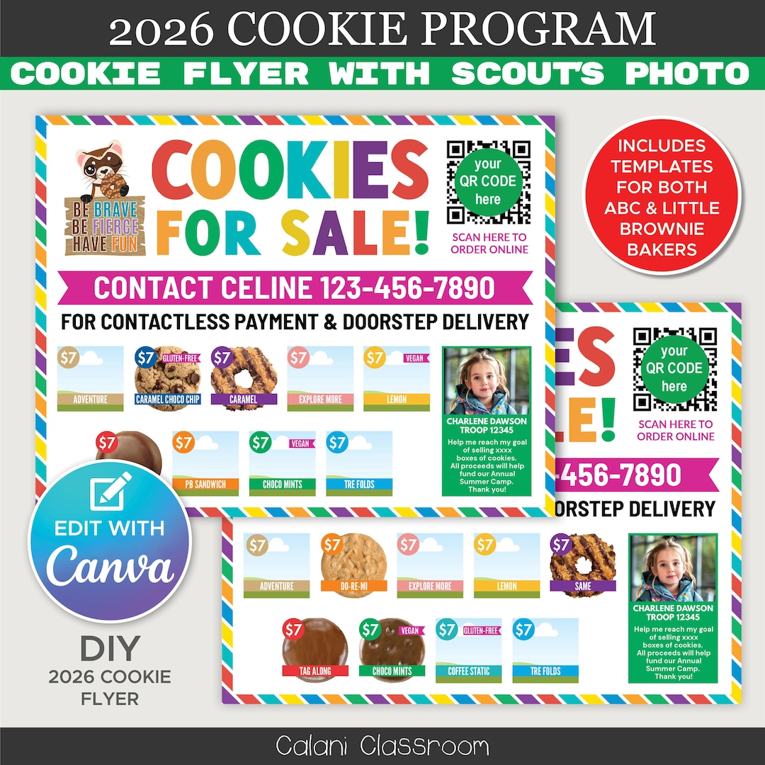 2026 Cookie Flyer, DIY Editable Cookie Marketing Kit With Scout's Photo ...