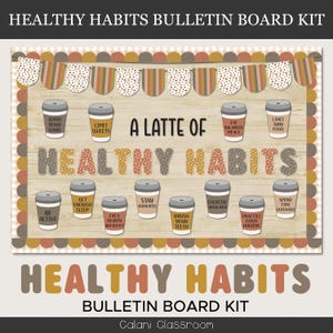 Healthy Habits Bulletin Board Kit, Healthy Habits School, Classroom Bulletin Board, Office Decor, Nurse Office Decor, Coffee Bulletin Board