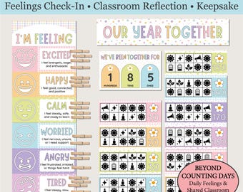 Days in School Tally Chart with Feelings Check In | Classroom SEL Activity | End of Year Keepsake | Digital Download