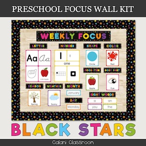 Preschool Focus Wall Template, Preschool Learning Wall, Classroom Circle Time Board, Stars Daycare Decor, Early Learning, Daycare Board