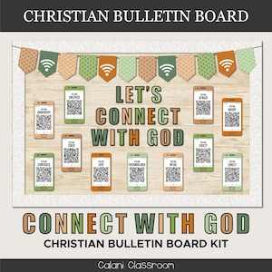 Verbinde dich mit Gott, Handy Thema Bibel Vers Christliches Klassenzimmer & Kirche Bulletin Board Kit - Druckbare Dateien
