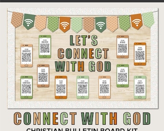 Connect With God, Cellphone Theme Bible Verse Christian Classroom & Church Bulletin Board Kit - Printable Files