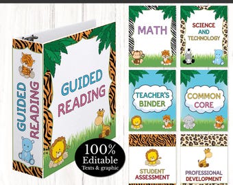 Funda para carpeta de profesor, temática de safari en la jungla, carpeta editable para profesor, funda de jungla, carpeta de profesor de safari, aula de jungla