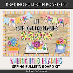 Reading Bulletin Board Kit, Classroom Bulletin Board, Spring Into Reading Bulletin Board, Reading Corner Display, Library Wall Decoration