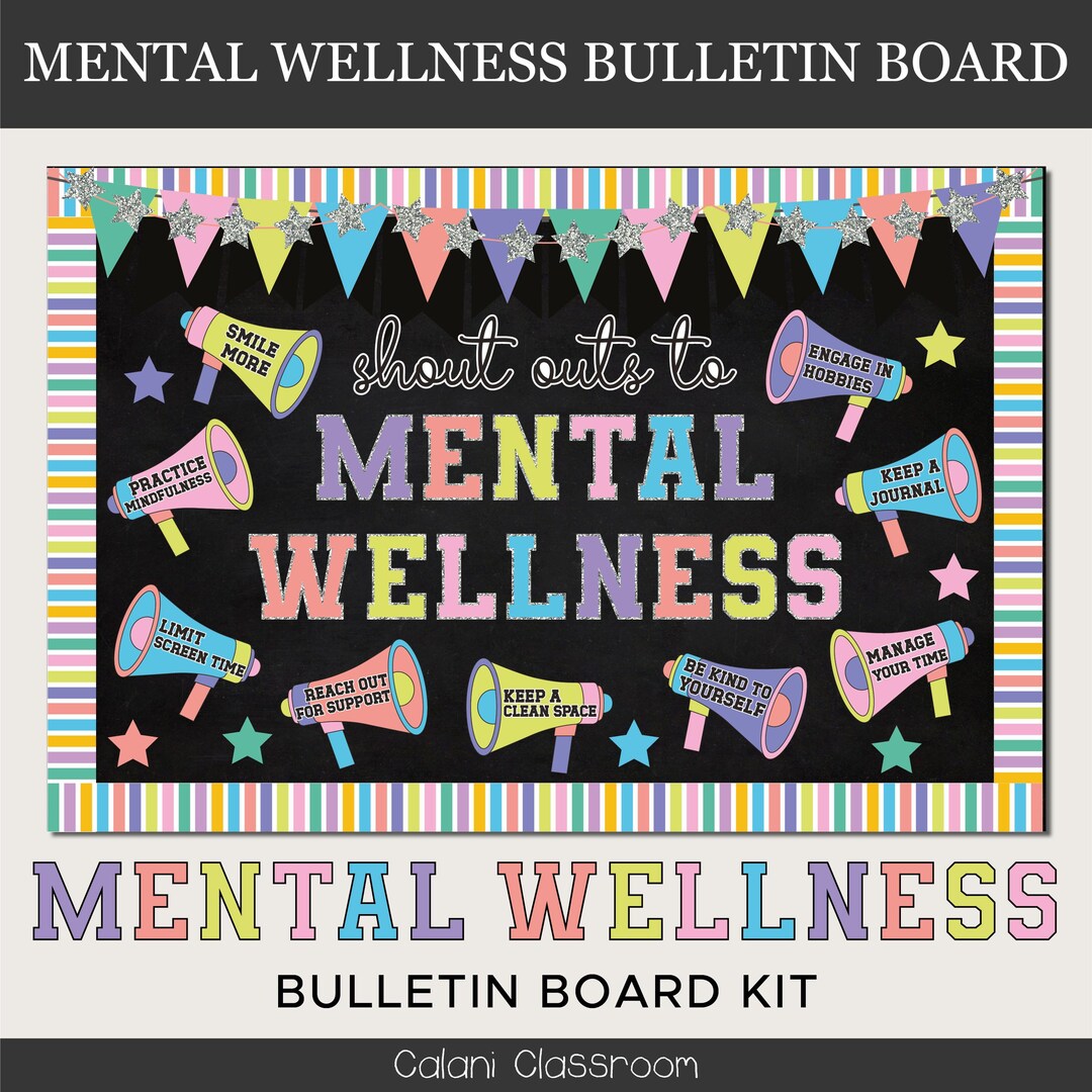 Mental Health Bulletin Board, Therapist Office Decor in Varsity Theme ...