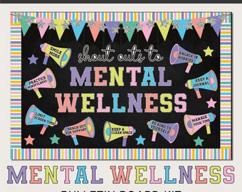 Tablón de anuncios de salud mental, decoración para consultorio de terapeuta con temática universitaria - Kit imprimible