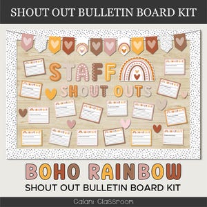 Staff Shout Out Bulletin Board, Staff Appreciation Bulletin Board, Staff Room Bulletin Board, Well-Being Bulletin Board, Boho Rainbow Board