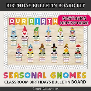 Birthday Board Classroom Decor, Cute Gnomes Classroom Theme, Editable Classroom Birthday Board, Gnome Bulletin Board, Student Birthday Board