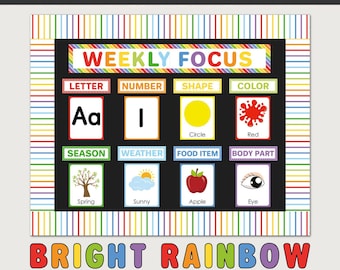 Kleinkind Fokus Wand Vorlage, Kleinkind Lernwand, Kleinkind Kreis Zeit, Tagespflege Wochen Fokus Brett, Regenbogen Klassenzimmer, Frühlernbrett