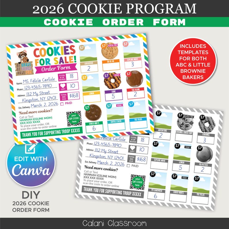 2026 Cookie Order Form, DIY Editable Cookie Marketing Kit for Scout ...