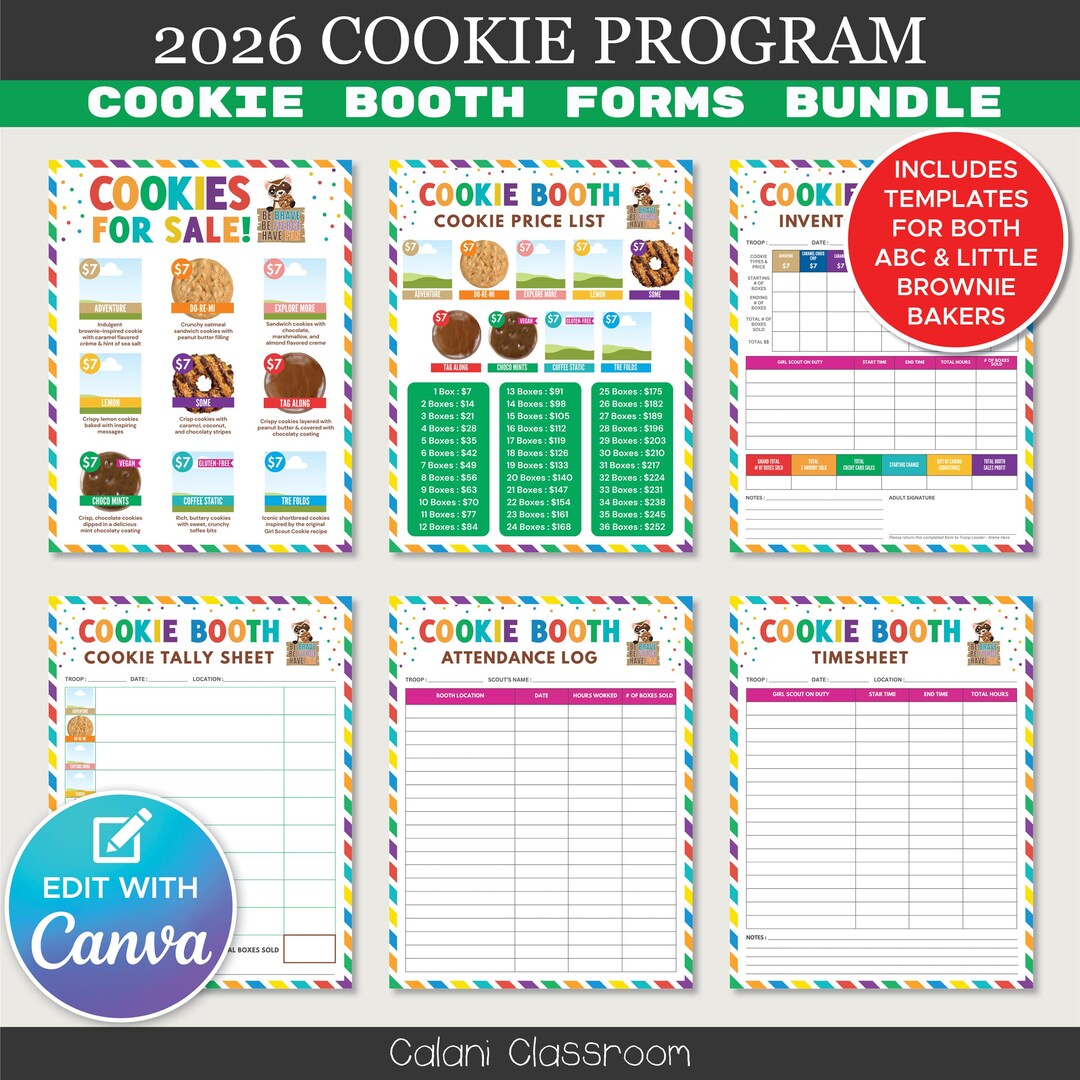 2026 Cookie Booth Forms Bundle, DIY Editable Cookie Marketing Kit for ...
