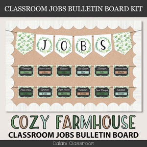 Farmhouse Classroom Jobs Display, Classroom Job Chart, Farmhouse Job Cards, Editable Job Chart, Rustic Classroom Decor, Job Chart Template