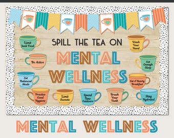 Mental Health Bulletin Board - Tea-Themed Therapist Decor Printable Kit