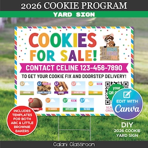 2026 Cookie Yard Sign with QR Code , DIY Editable Cookie Marketing Kit For Scout - Canva Template