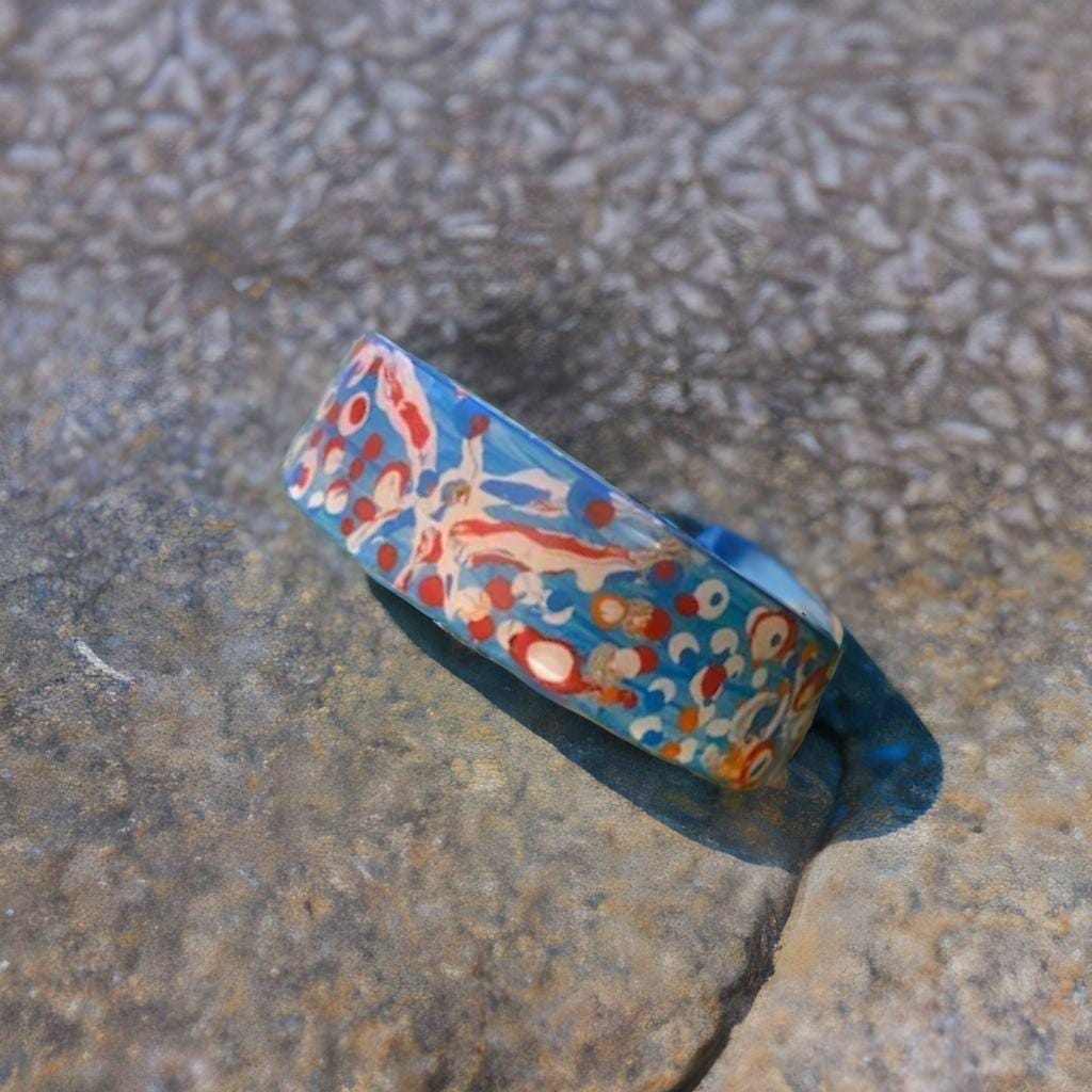 Copper Bracelet/epoxy Resin/alcohol Inks/adjustable Copper Bangle/cuff ...