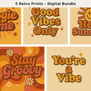 Téléchargements numériques/style années 70 avec ensemble SVG rétro — parfait pour la Cricut, Silhouette, art mural imprimable, t-shirts, autocollants, tasses/création.