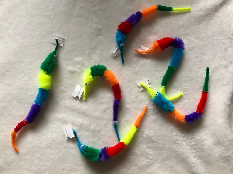 Rainbow worm on a string | Etsy