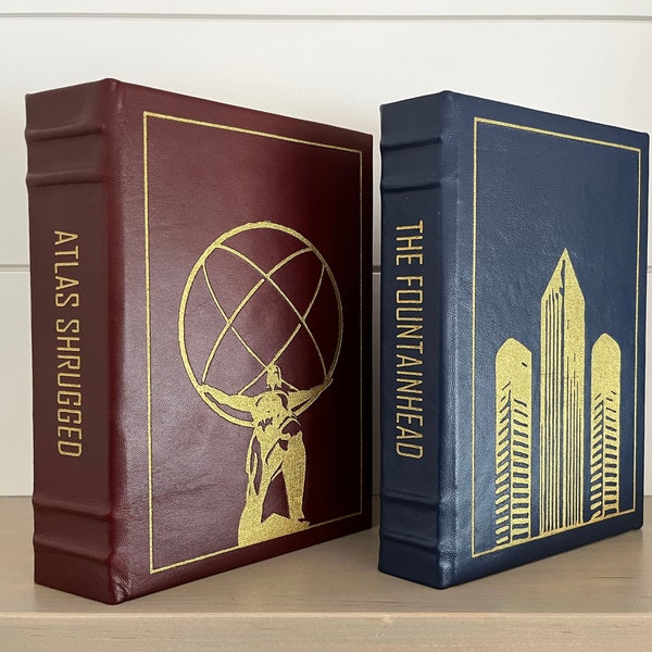 Atlas Shrugged & Fountainhead Set - por Ayn Rand - Libro encuadernado en cuero hecho a mano