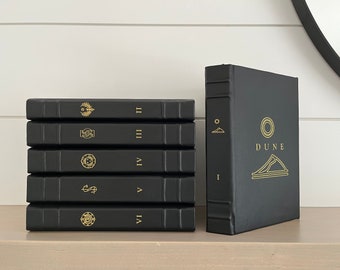 DUNE 6 Book All Black Edition - Handmade Leatherbound - Premium Leather Bound Book