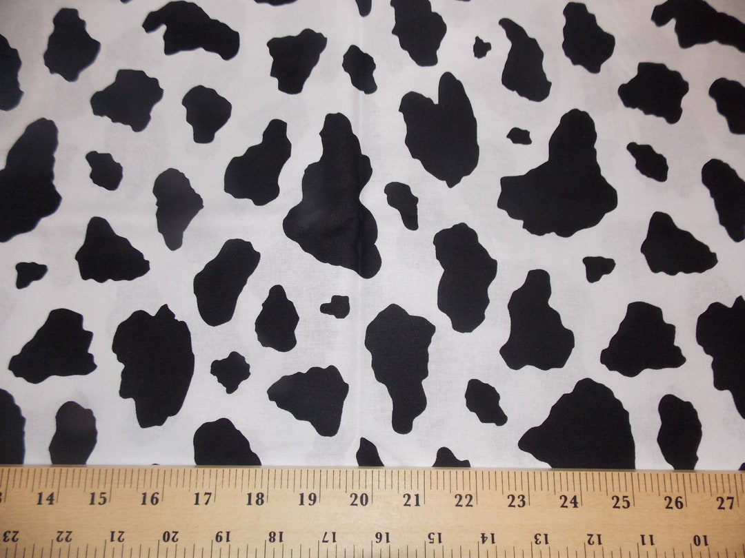 Cow Print Cotton Fabric Remnant Size 16x44 Inches Animal Print Cotton