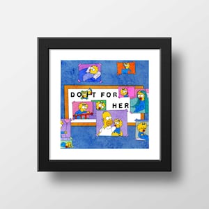 Impresión en acuarela de Los Simpsons Homer Maggie Do It For Her, Los Simpsons escénicos, póster con ilustración de acuarela, impresión para pared, 21 x 21 cm