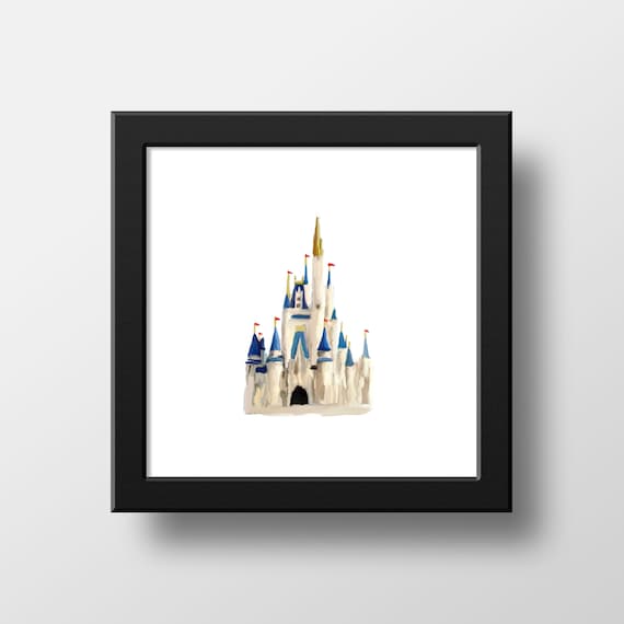 ミニマルなディズニーワールドシンデレラ城のプリント、WDW